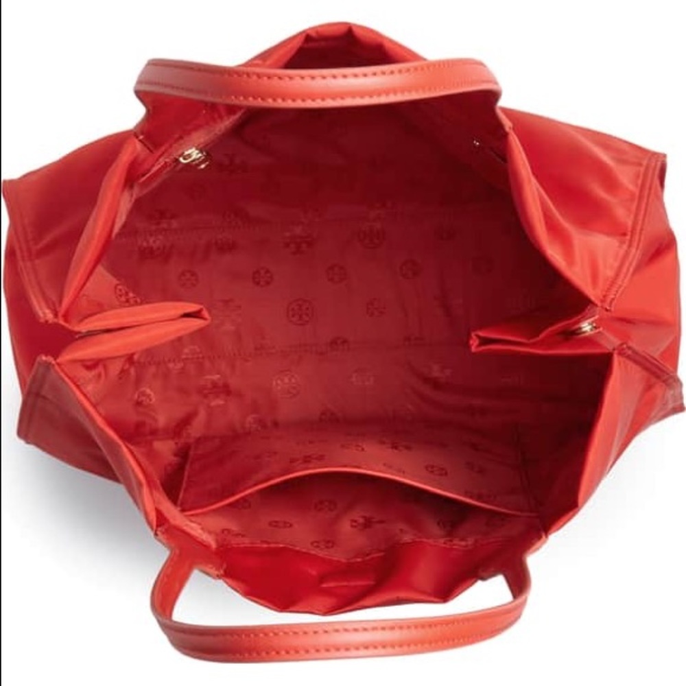 Tory Burch Ella Nylon Tote Orange LARGE - Picture 4 of 7